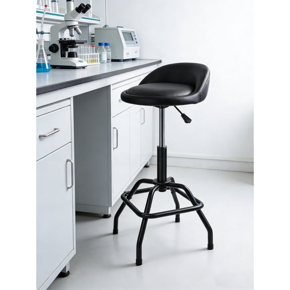 Garage Shop Stools, Counter Height Bar Stools, Swivel Barstools Height Adjustable, Work Bench Stool with Back, Kitchen Bar Height Chairs, Black (330lb Weight Capacity)