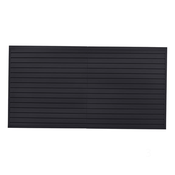 Garage Slat Wall Panel Set, 8 x 4 Ft Total Size, Black PVC Wall Organization Panels for Storage and Display