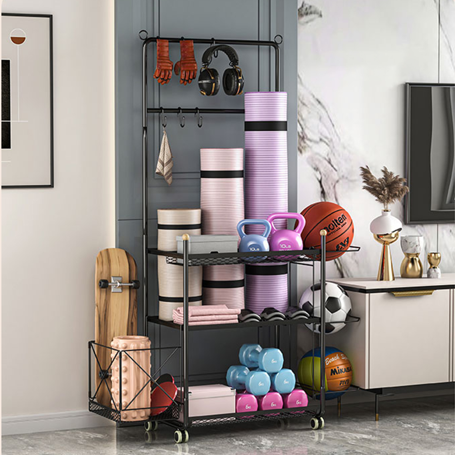 SimpleHouseware Kitchen Wrap Organizer Storage Rack with Height