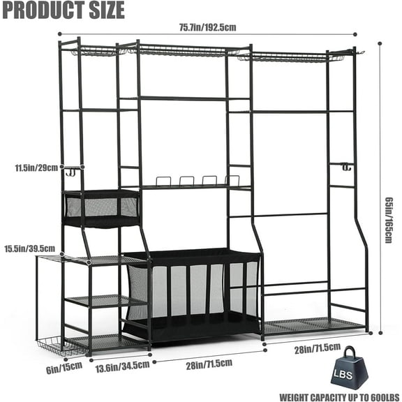 XIEWEI Garage Sports Organizer with Golf Bag Stand, Ball Rack & Toy Storage for Indoor/Outdoor Use