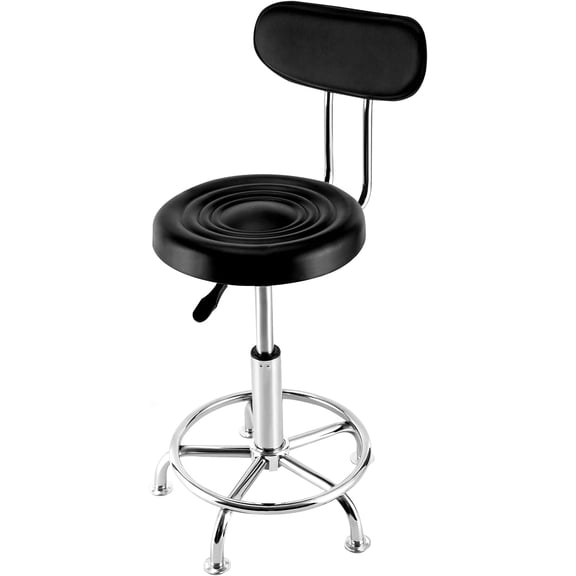 Garage Stool, Adjustable Height Swivel Work Bar Mechanic Stool, Shop Seat with Backrest, 360-degree Swivel Seat, Multi-Purpose Office Desk Chair, for Home, Bar and Shop, 300LBS Capacity, Black