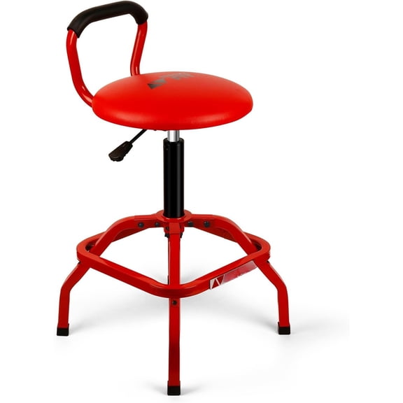 Garage Stool, Adjustable Height Swivel Work Mechanic Shop Stool with Backrest, Pneumatic Shop Chair for , Workshop, 300 LBS Capacity, 360? Rotation, Heavy Duty, Red