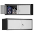 thumbnail image 1 of Garage Storage Cabinet,Metal Wall Storage Cabinet with Locking Doors for Workshop,Kitchen,Steel Tool Hanging Cabinets for Warehouse,Home Office,BlackGray,12.8''H, 1 of 9