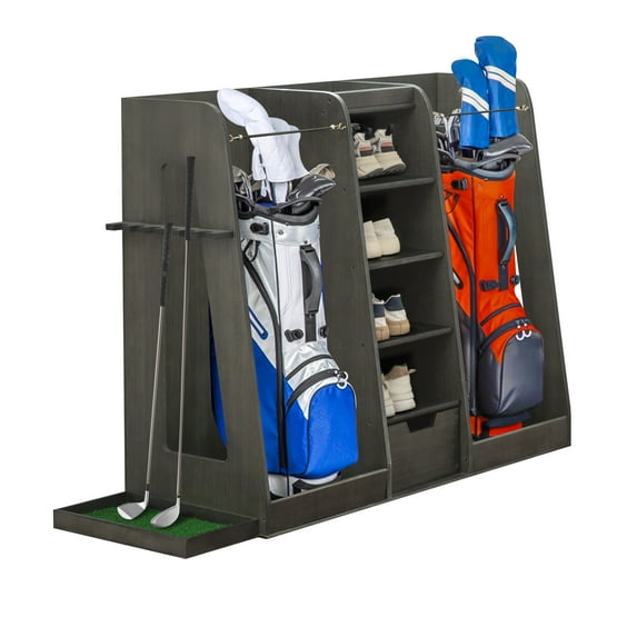 Garage Storage Golf Bag Organizer Home Gym Rack Clubs Golfing Equipment Accessories for Simulator Room Basement, Gray
