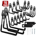 thumbnail image 1 of 16 Pack Garage Hooks Heavy Duty Garage Wall Hooks Tool Hanger, Wall Mount Storage Hooks for Hanging Bike,Ladder,Tools,Anti-Slip Coating, 1 of 8