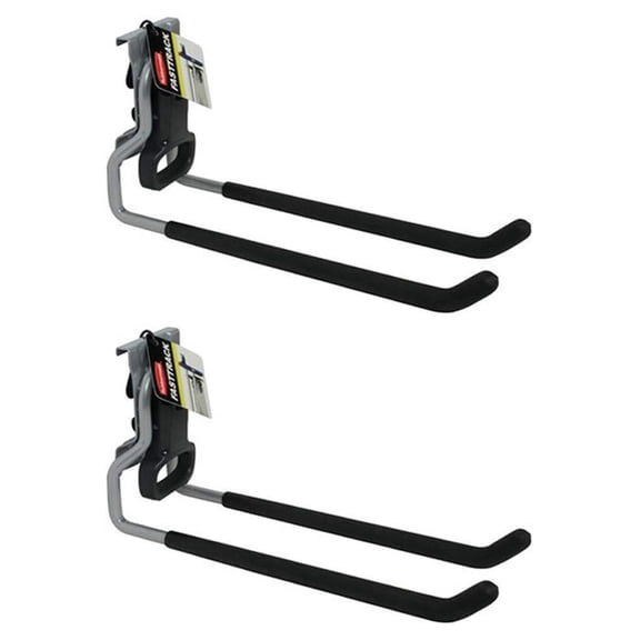 Garage Storage Hooks 2 Pack - Heavy Duty Wall Mount Utility Hooks for Tools, Sports Equipment, Garden Supplies - Fast Track Rail System Compatible - 50lb Capacity