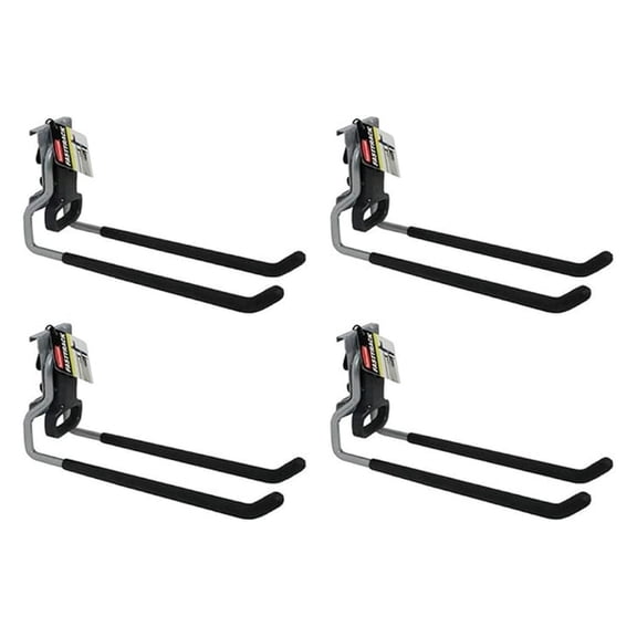 Garage Storage Hooks 4 Pack, Heavy Duty Wall Mount Hooks for Tools, Chairs, Hose - FastTrack Compatible Utility Hooks 50 Lbs Capacity