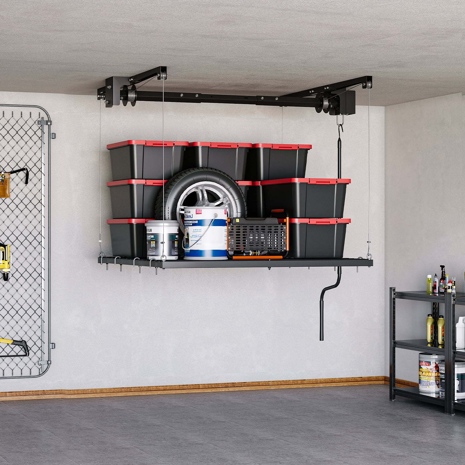 Garage Storage Rack, Adjustable Heavy Duty Ceiling Mounted Storage ...