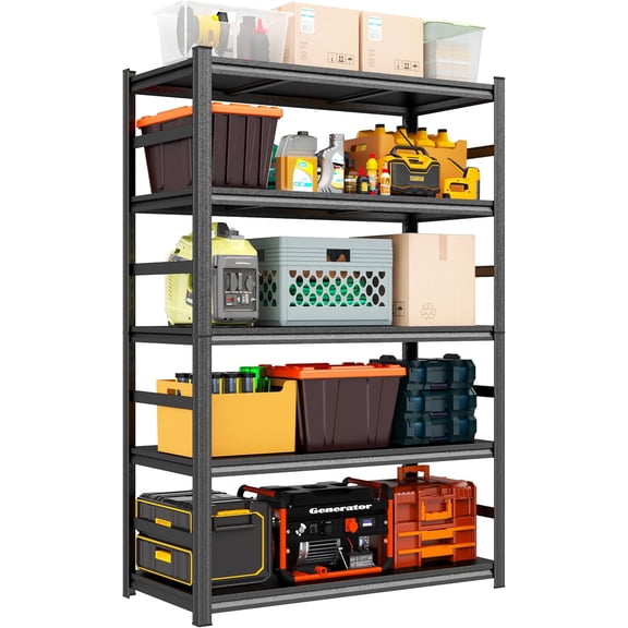 Garage Storage Shelves 2750LBs Metal Shelving Units Heavy Duty Garage Shelf 5 Tier Adjustable Shelf Storage Rack for Kitchen, Laundry Room, Industrial, Warehouse 35.4"W * 15.7"D * 71.2"H, Black