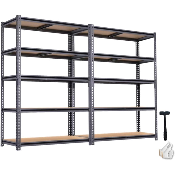 Garage Storage Shelves 2PCS, 60'' H Shelving Units and Storage, 2400 LBS Heavy Duty Shelving, Metal Garage Shelves for for Basement, Warehouse, Pantry, Closet, Kitchen 12" x 28'' x 60''