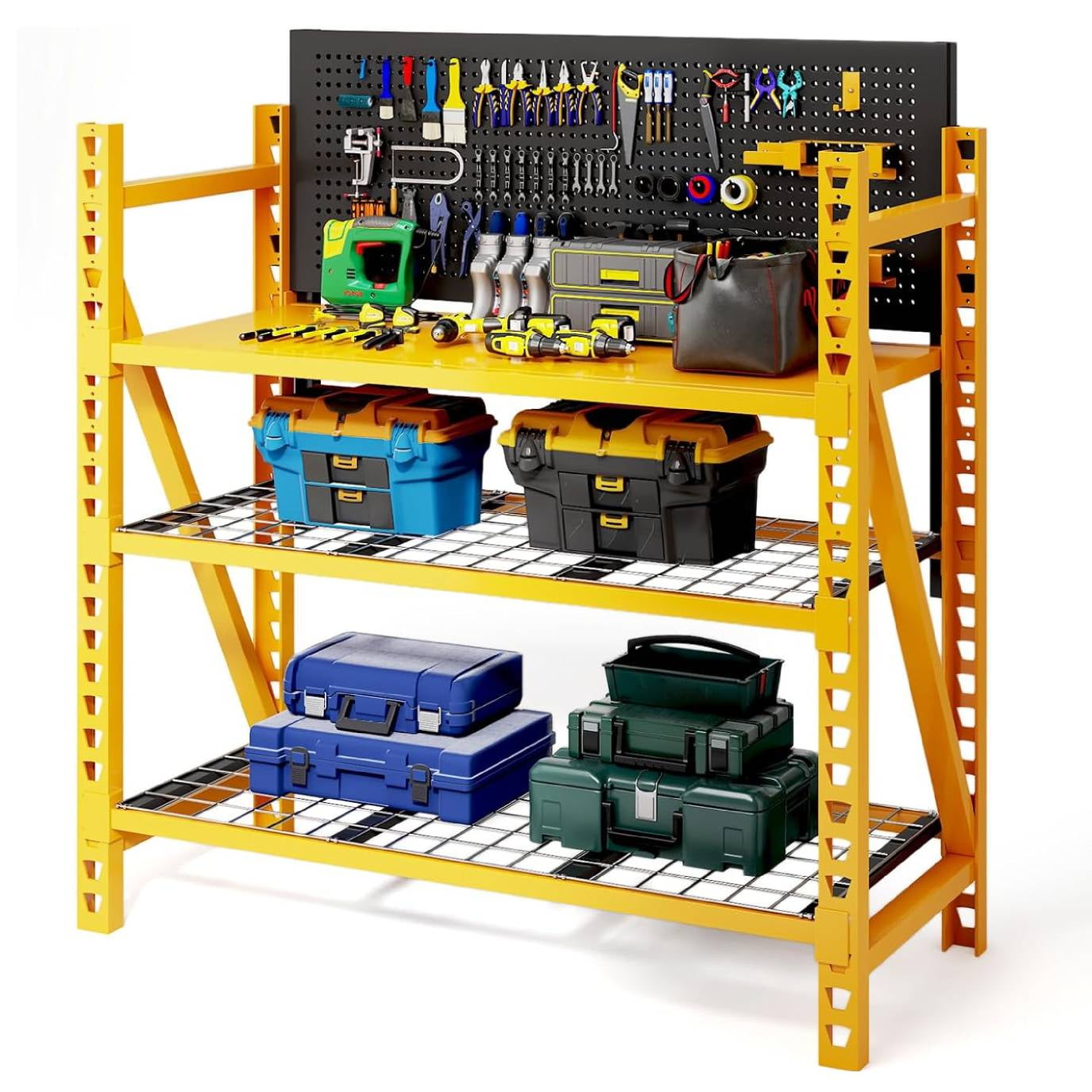 Garage Storage Shelves, 3 Tier Storage Rack Work Bench Kit, 49