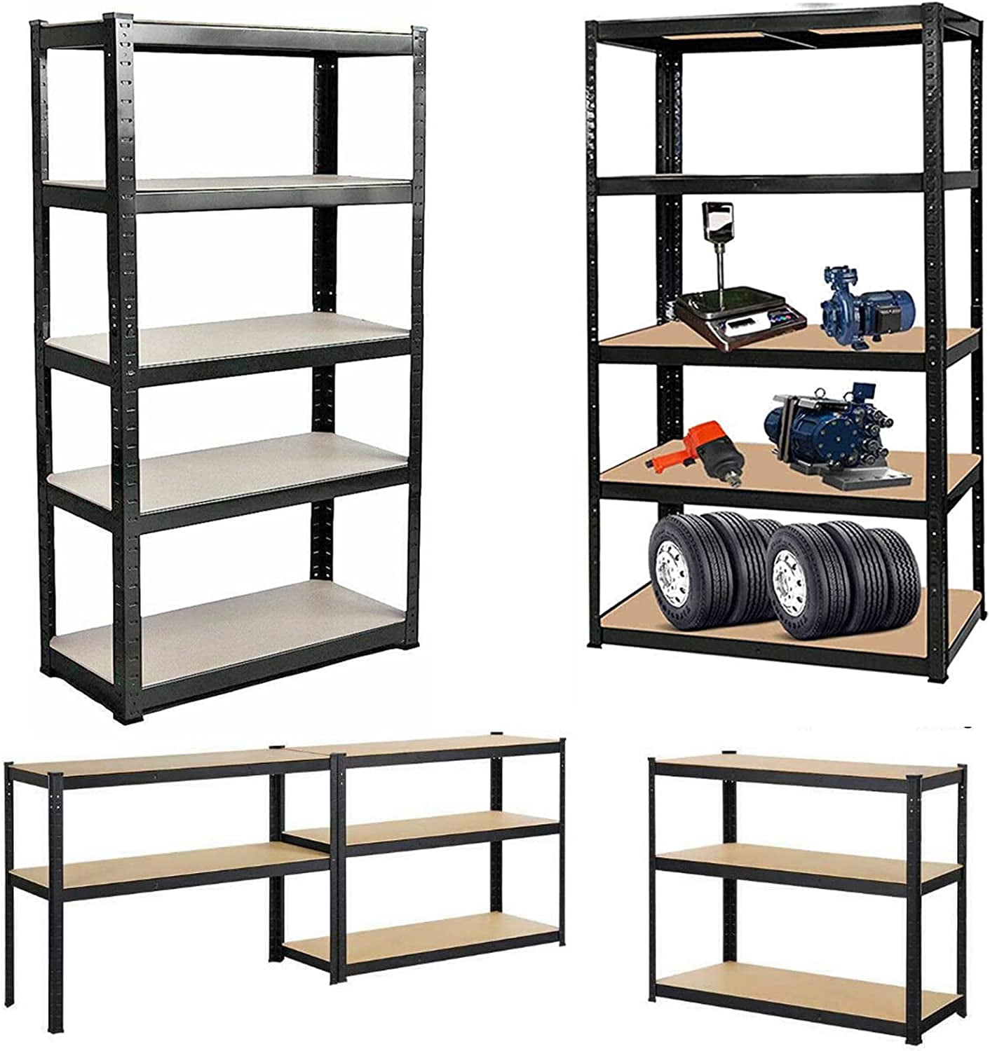 5 Tier Storage Shelves - Adjustable Metal Storage Utility Shelf, Heavy