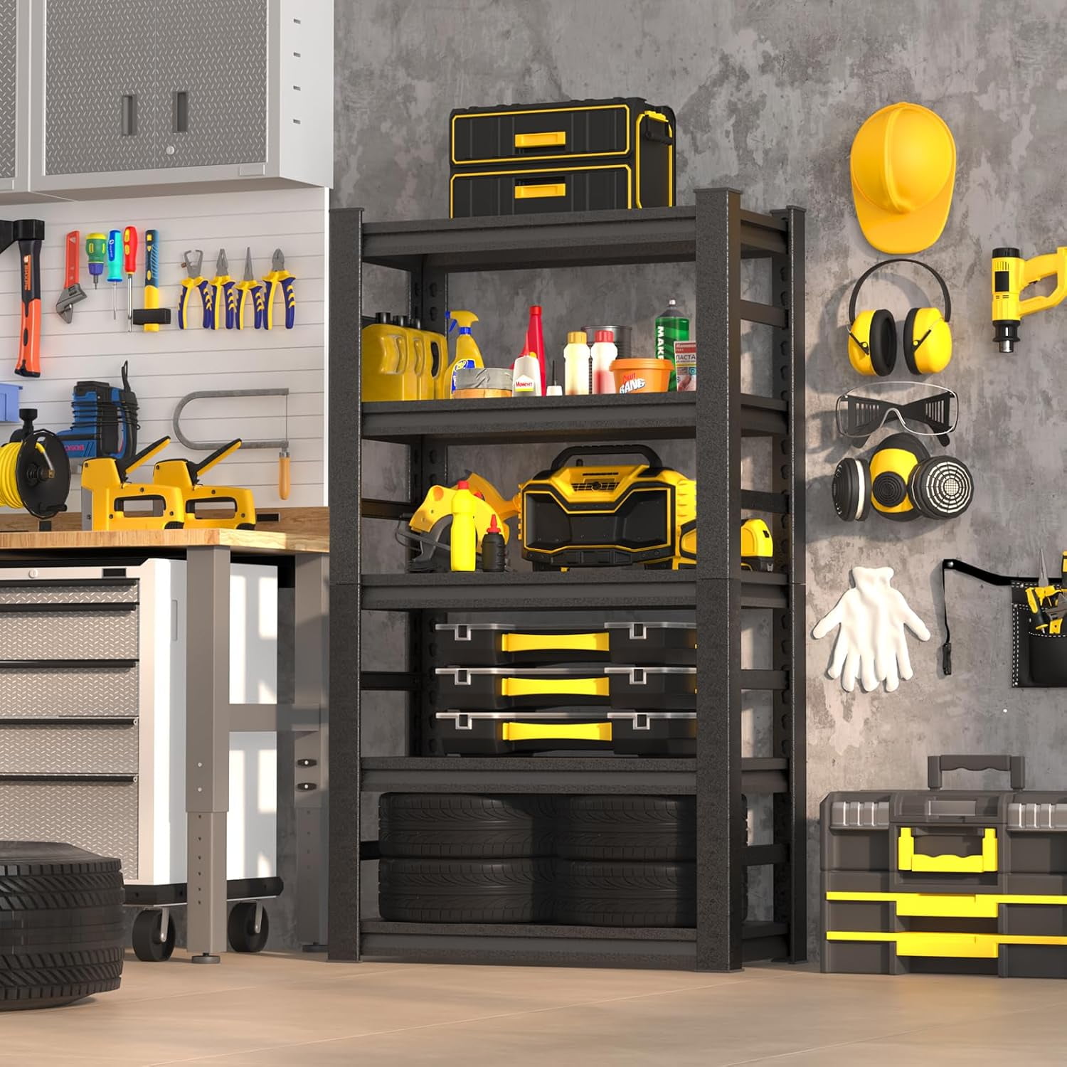 Garage Storage Shelves 5 Tier Metal Garage Shelving Unit 2000lbs Heavy