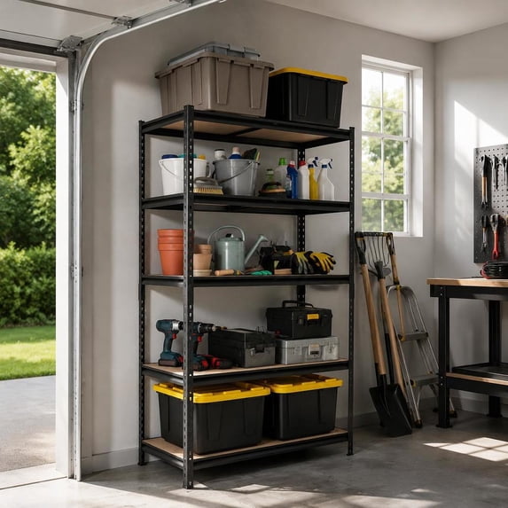 Garage Storage Shelving Unit, 5-Tier Heavy Duty Metal Utility Rack ...