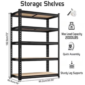 SAMRELAX Garage Storage Shelving Units - 5 Tier Metal Shelving, Heavy Duty Racks for Garage Organization, Adjustable Shelves for Basement, Warehouse, Pantry, 72" H x 35.5" W x 15.8" D, 2000lbs Capaci