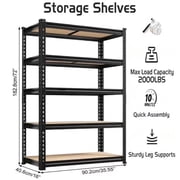 SAMRELAX Garage Storage Shelving Units - 5 Tier Metal Shelving, Heavy Duty Racks for Garage Organization, Adjustable Shelves for Basement, Warehouse, Pantry, 72" H x 35.5" W x 15.8" D, 2000lbs Capaci