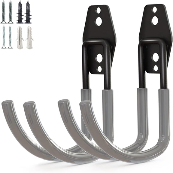 Garage Storage Utility HooksGarage Garden Tool OrganizerSteel Wall Mount Hooks, Large Garden U Hooks 2 Pack (Gray)