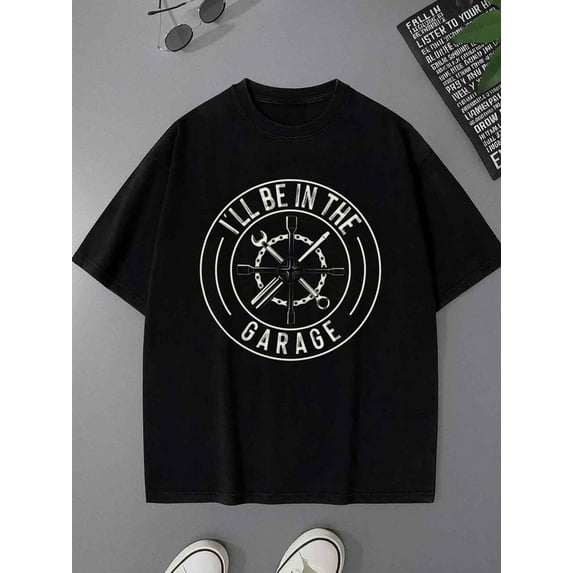 Garage T-Shirt funny humor t-shirts t shirts men's 180G 100% Cotton black Spring and summer clothing Everyday wear, perfect for the office, dates, and outings Casual sportswear vintage y2k new years