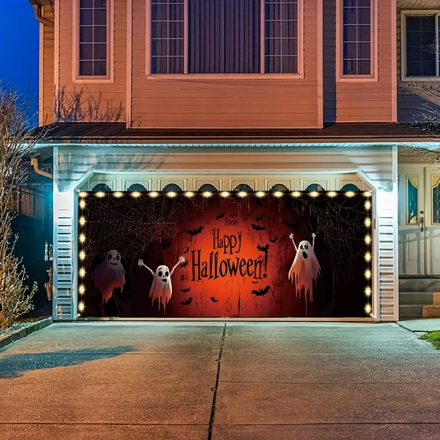 Garage Themed Banner With Haunting Graphics Garden Flags for All