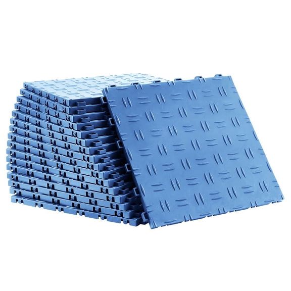 Garage Tiles Interlocking, 12 x 12 x 0.53 inch 50 Pack Garage Floor Covering Tiles, Non-Slip Double-Sided Texture Garage Flooring Tiles, for Garages, Basements, Repair Shops, Blue