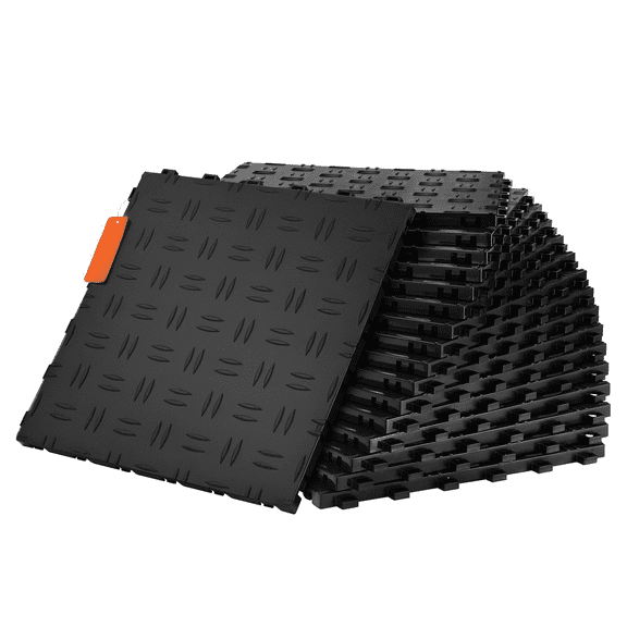 Garage Tiles Interlocking 12x12, 50 Pack Black Garage Flooring Tiles - Non-Slip, Heavy Duty, for Garages, Basements & Repair Shops