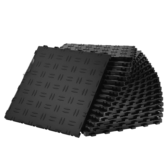 Garage Tiles Interlocking, 12x12 inch 25-Pack - Black Garage Floor Covering Tiles, Non-Slip, Heavy Duty 0.53in Thick for Garages, Basements & Repair Shops