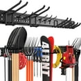 thumbnail image 1 of Garage Tool Organizer Wall Mount 48" with 10 Adjustable Heavy-Duty Hooks, Garage Storage Rack & Garden Tool Organizer for Garage, Shed & Yard, Holds Up to 400 lbs, 1 of 9