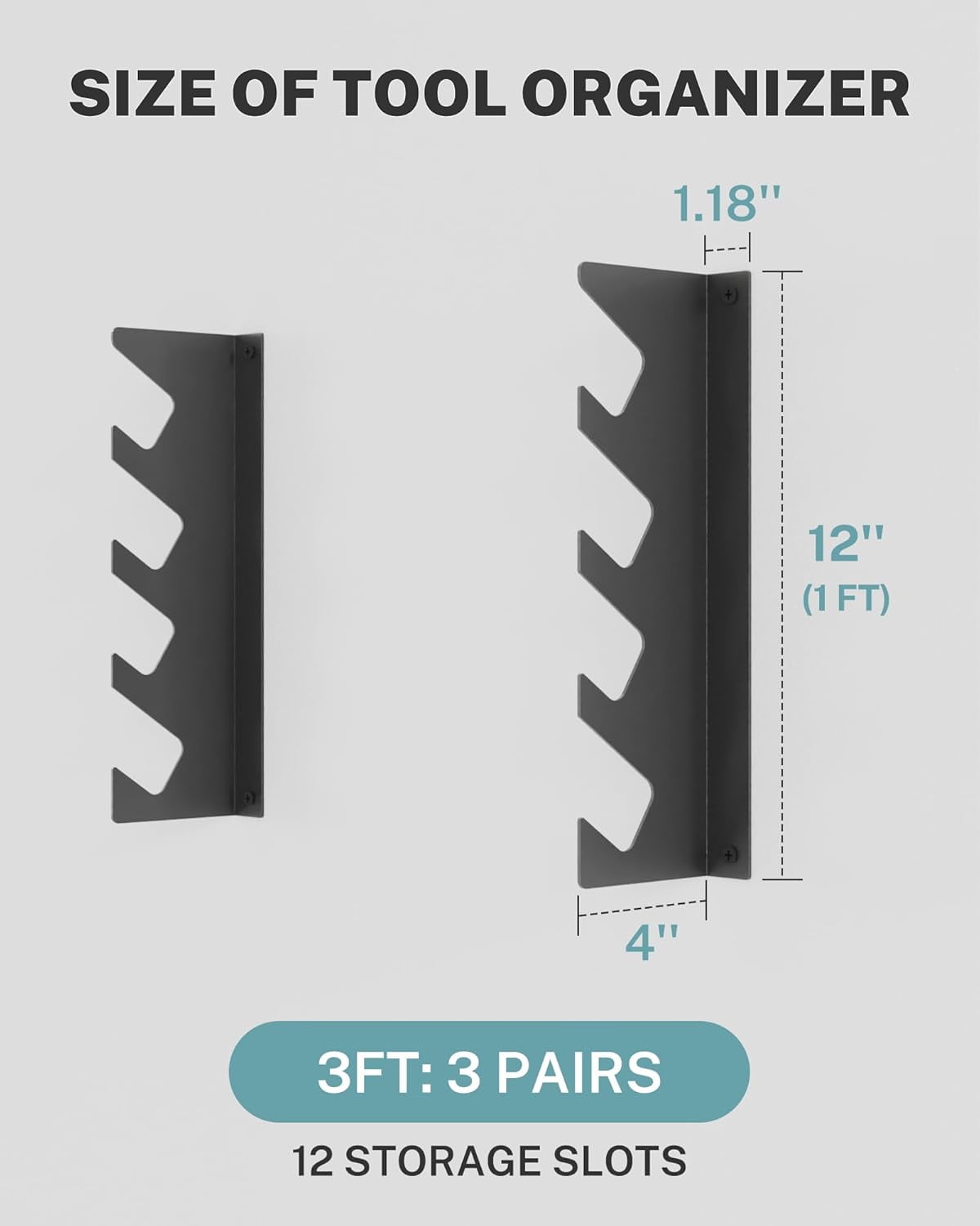 Garage Tool Organizer Wall Mount, Horizontal Tool Rack for Shovels and ...