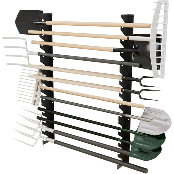 Garage Tool Organizer Wall Mount, Shed Yard Tool Organizer for Garage, Horizontal Organization Tool Racks for Walls, Shovels and Rakes, 3FT