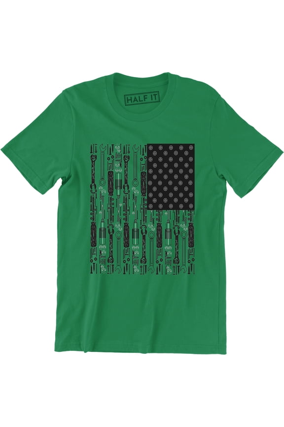 Garage Tools American Flag Men's Usa Pride Patriotic Retro Mechanic T-Shirt