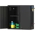thumbnail image 1 of Coolsun Garage Wall Cabinet, 26" H Metal Wall Cabinet with Lockable Doors and Adjustable Shelf, Wall Mounted Metal Storage Cabinets for Garage Assembly Required (26" H Black), 1 of 9