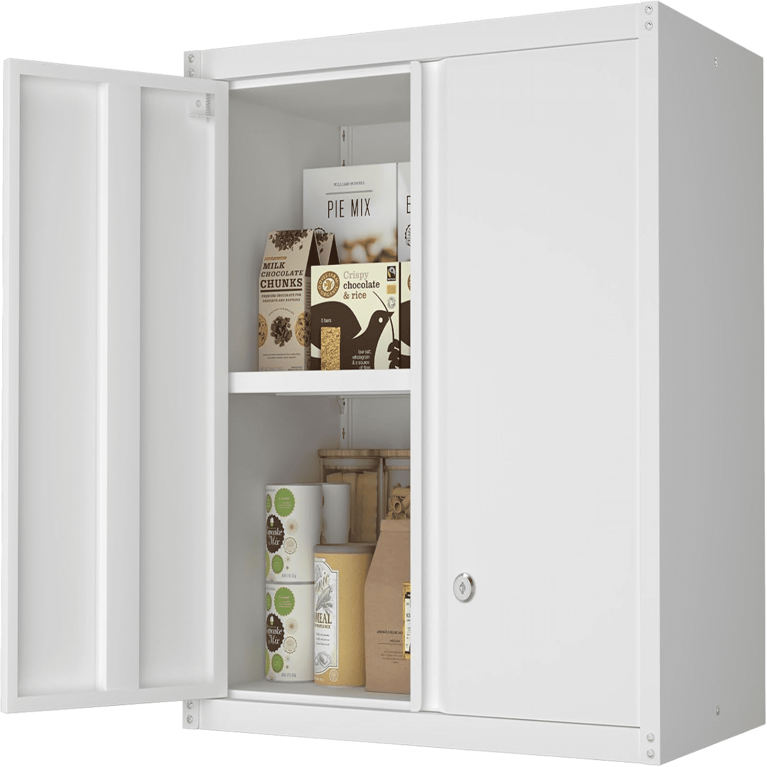 STANI Wall Mount Metal Cabinet With Up-Flip Doors,Wall Hanging Storage Cabinets With Locking Doors,Lockable Tool Chest Cabinet For Garage Basement