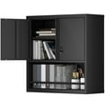 thumbnail image 1 of Garage Wall Cabinet with Locking Doors and Adjustable Shelf, Metal Wall Cabinet, Floating Upper Storage Cabinet (Black), 1 of 8