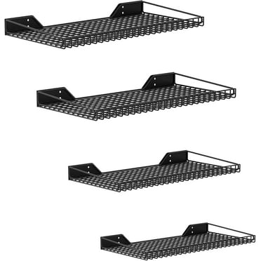 Garage Wall Shelf, 4 Wall-Mounted Storage Shelves for Garage, Closet, Laundry Room, Heavy Duty Wall Shelving, Holds Up to 65 Lbs(Black, 4 Shelves)