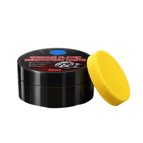 Garage Wheel Detailing for Chrome Areas, Dull Finish Renewal Compound, Manual Metal Polish, Scratch Appearance Support, Sponge Included, Single Jar