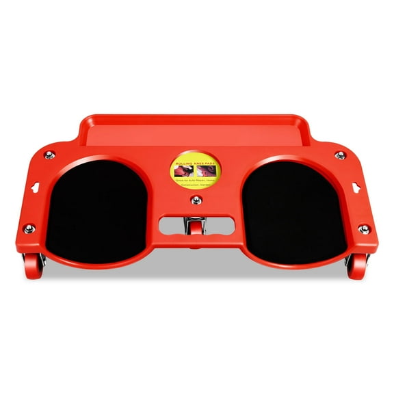 DNA Motoring Garage Workshop Garden Rolling Knee Creeper Pads with Tool Tray Holder, Red