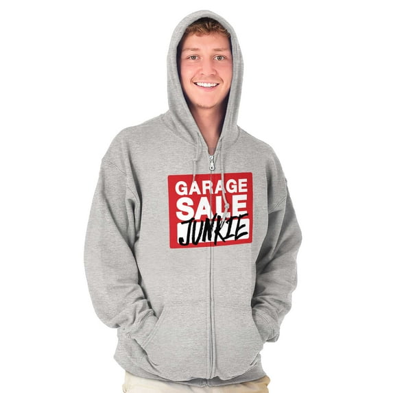 Garage Yard Sale Thrift Junkies Unisex Fleece Graphic Zip Up Hoodie Brisco Brands 2X