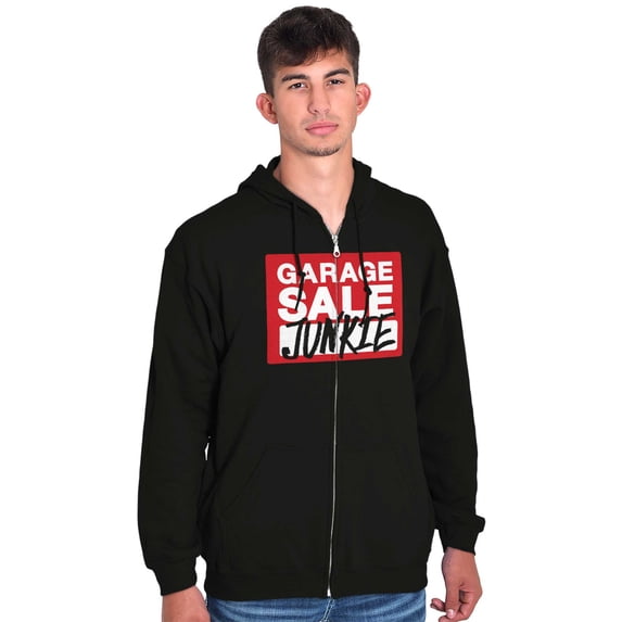 Garage Yard Sale Thrift Junkies Unisex Fleece Graphic Zip Up Hoodie Brisco Brands 2X