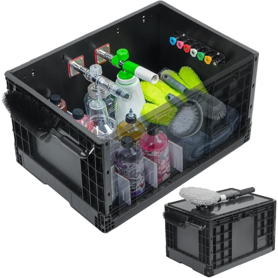 Garage garage storage Organizer organizer tool Wash and Box, Foldable Plastic Crates for Foam Cannon with 1/4 Inch Quick Connector, Large Detail Car Care Trunk SUVS Sedans