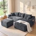 thumbnail image 1 of Garaneeds 95" U-Shaped Modular Sectional Sofa, Boneless Couch for Living Room, Extra Deep Seats with Right-Facing Chaise & Ottoman, Corduroy Fabric, No Assembly Required, Grey, 1 of 9