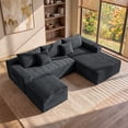 thumbnail image 1 of Garaneeds 95" U-Shaped Sectional Sofa, Boneless Modular Couch for Living Room, Extra Deep Seat with Right-Facing Chaise & Ottoman, Corduroy Upholstery, No Assembly Required, Gray, 1 of 9