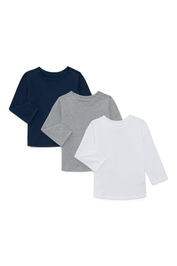 Baby Boys Solid Tee with Long Sleeves, 3-Pack, Sizes 0M-24M