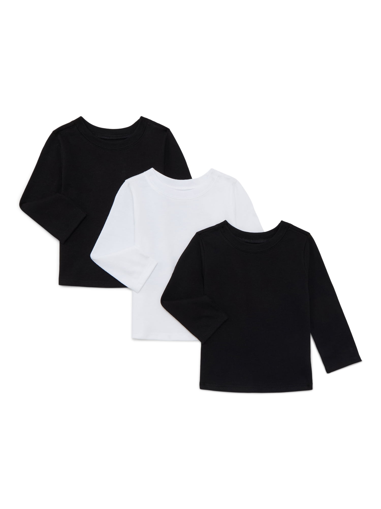 Garanimals Baby Boys Solid Tee with Long Sleeves, 3-Pack, Sizes 0M-24M