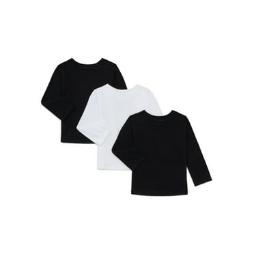 Garanimals Baby Boys Solid Tee with Long Sleeves, 3-Pack, Sizes 0M-24M