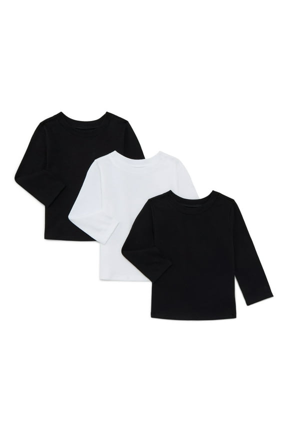Baby Boys Solid Tee with Long Sleeves, 3-Pack, Sizes 0M-24M