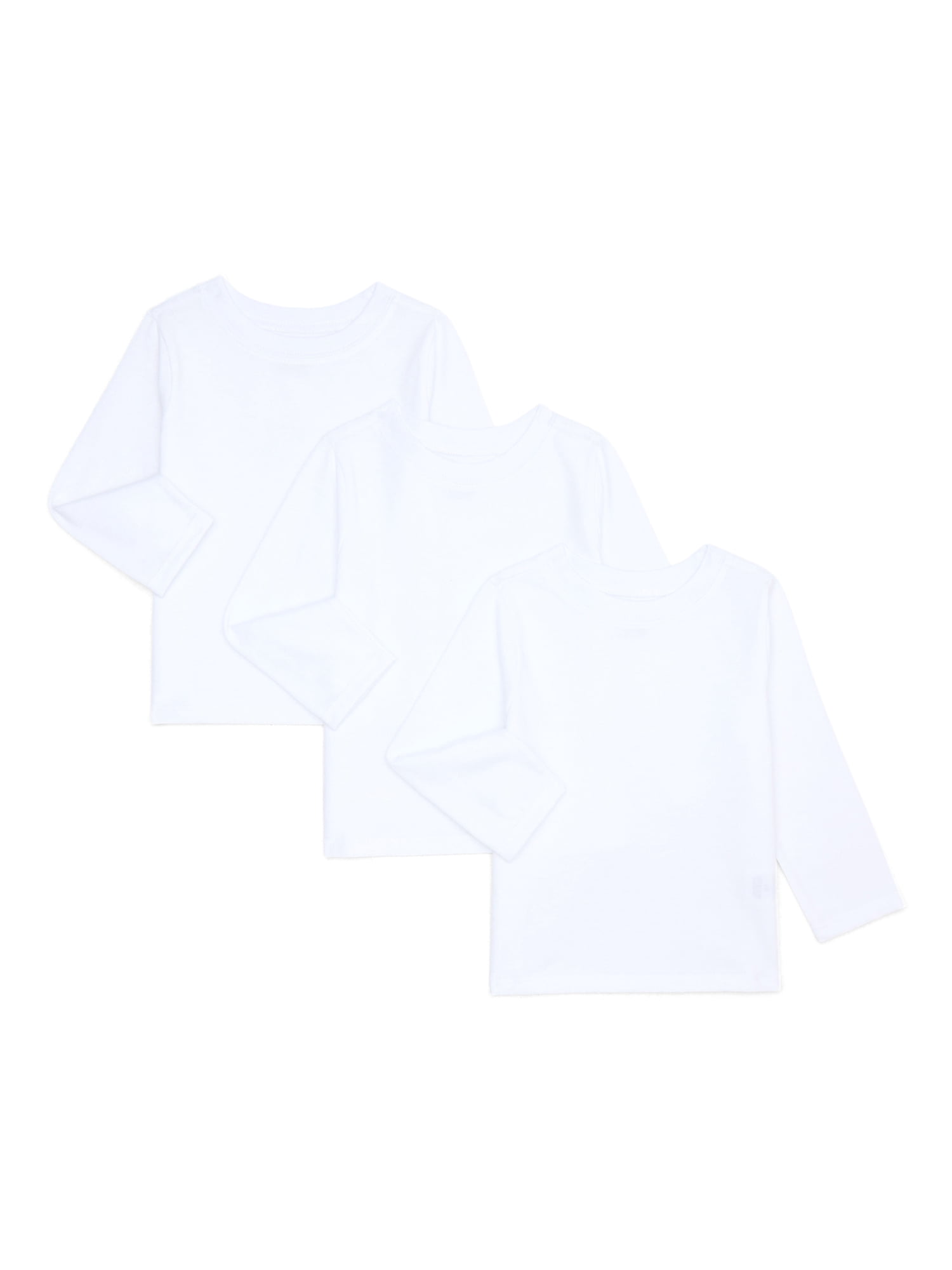 Garanimals Baby Boys Solid Tee with Long Sleeves, 3-Pack, Sizes 0M-24M