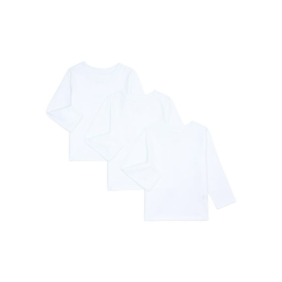 Garanimals Baby Boys Solid Tee with Long Sleeves, 3-Pack, Sizes 0M-24M