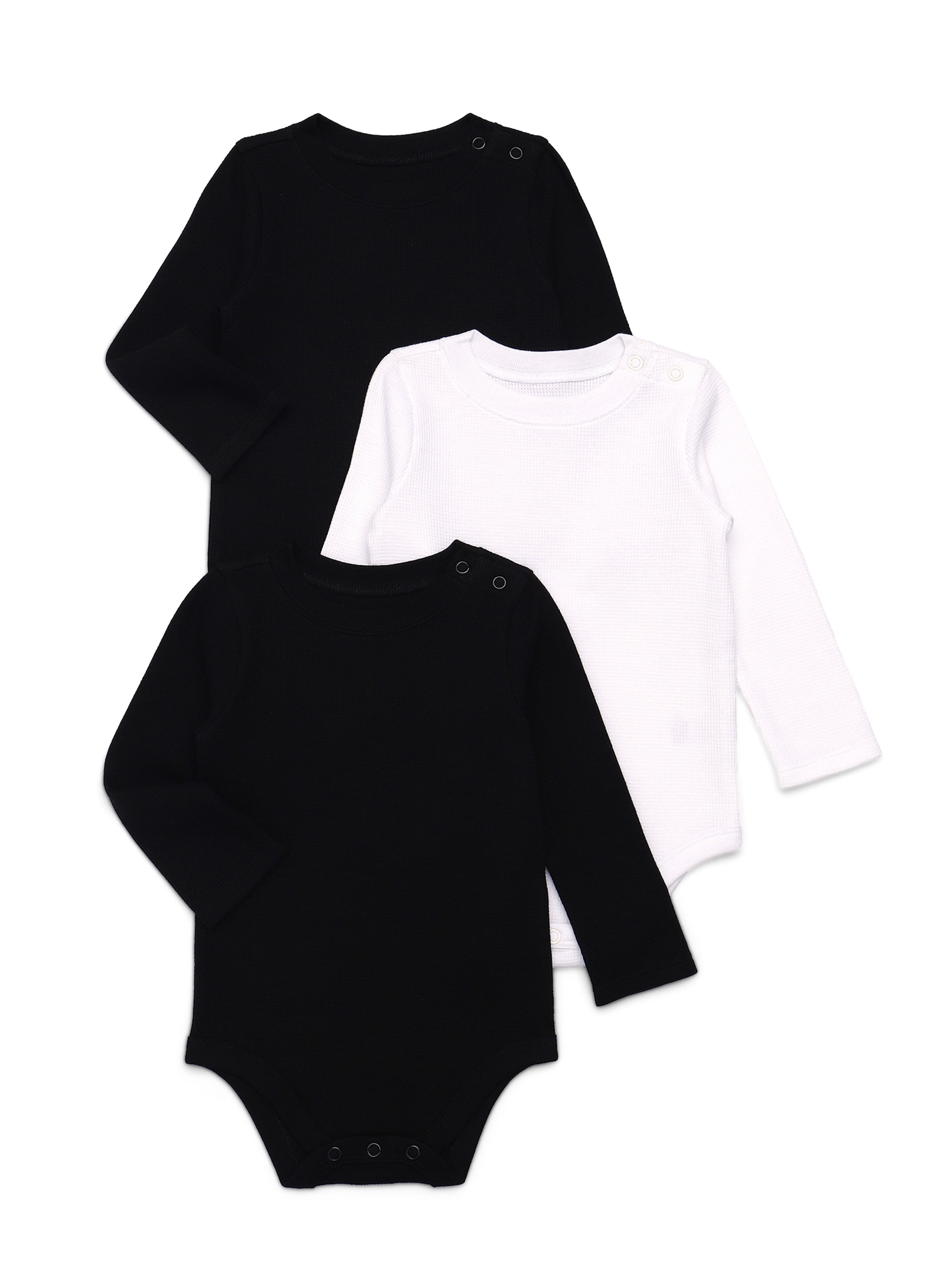 Garanimals Baby Boy 3-Pack Long Sleeve Thermal Bodysuits, Sizes 0-24 Months