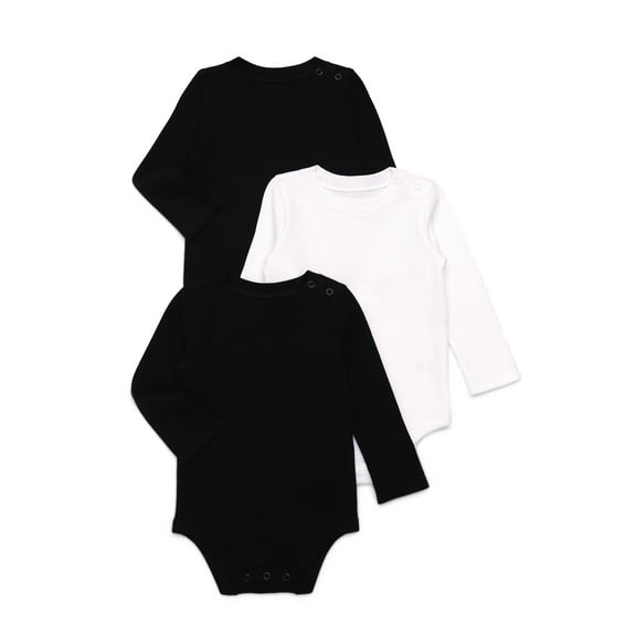 Garanimals Baby Boys Thermal Bodysuits with Long Sleeves, 3-Pack, Sizes 0-24 Months