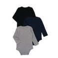 thumbnail image 1 of Garanimals Baby Boys Thermal Bodysuits with Long Sleeves, 3-Pack, Sizes 0-24 Months, 1 of 4